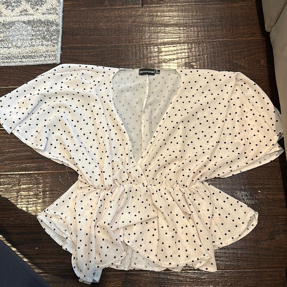 Pretty little thing poka dot ruffle shirt